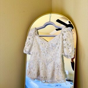 Lace white puff sleeve shirt by lipsy london.